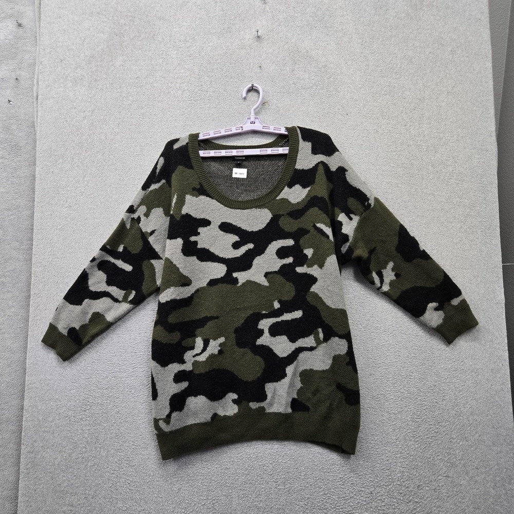 Torrid Women Sweater 4 Green Acrylic Nylon Camouflage Jacquard Knit Tunic